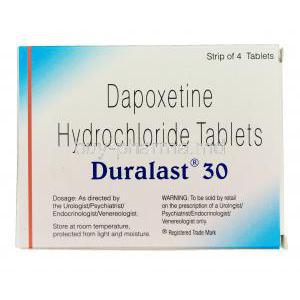 Duralast 30, Generic Priligy, Dapoxetine 30mg Box Information