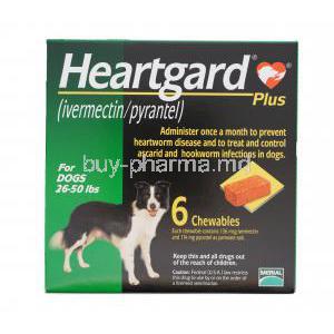 HEARTGARD PLUS CHEWABLES for Medium Dogs, Ivermectin 136mcg and Pyrantel Pamoate 114mg Box