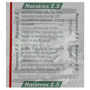 Naratrex, Naratriptan 2.5 mg (Sun) Blister pack