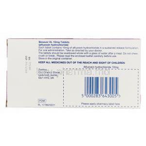 Besavar XL, Generic Uroxatral, Alfuzosin Hydrochloride 10mg Sustained Release Box Information