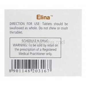 Elina, Mizolastine 10mg Modified Release Box Information