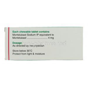 Montair, Montelukast 4 mg box composition