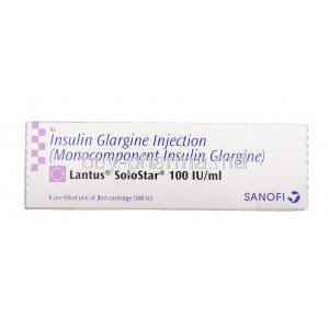 Lantus SoloStar 1 Prefilled Pen of 3ml Cartridge, Insulin Glargine 100 IU per ml Solution for Injection Box (Sanofi)