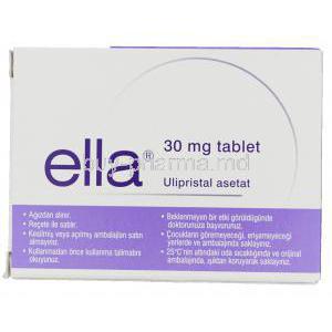 ELLA, Ulipristal Acetate 30mg Box Back