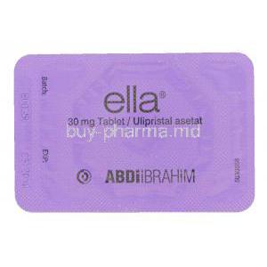 ELLA, Ulipristal Acetate 30mg Tablet Strip Back