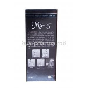 MX-5, Generic Rogaine, Minoxidil Topical Solution 5% 60ml Box Instructions