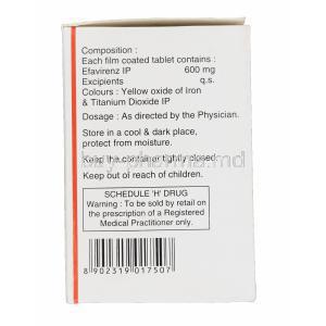 Efcure, Generic Efavir, Efavirenz 600mg Box Information