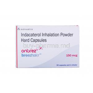 Onbrez Breezhaler 30 capsules and 1 inhaler, Indacaterol Inhalation Power Hard Capsules 150mcg Box