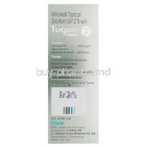 Tugain Solution 2, Minoxidil Topical Solution 2% 60ml Box Information