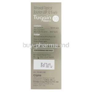 Tugain Solution 10, Minoxidil Topical Solution 10% 60ml Box Information