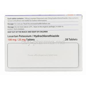 LOSARTAN POTASSIUM and HYDROCHLOROTHIAZIDE, Generic Hyzaar, Losartan Potassium 100mg and Hydrochlorothiazide 25mg Box Information