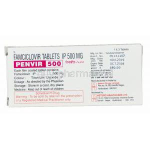 Penvir 500, Generic Famvir, Famciclovir 500mg Box Information