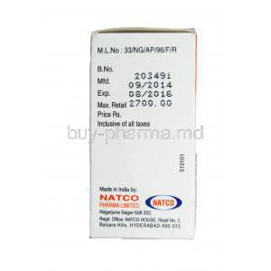 Vorizol, Generic Vfend, Voriconazole 200mg Injection Vial Box Manufacturer Natco
