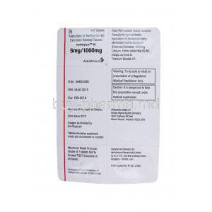 Kombiglyze XR, Saxagliptin 5mg and Metformin HCl 1000mg Extended Release Tablet Strip Information