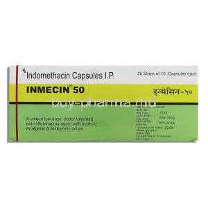 Inmecin, Indomethacin 50mg Capsule (E.M Pharma) Box Manufacturer