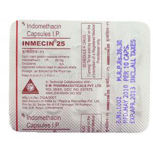 Inmecin, Indomethacin 25 Mg Packaging