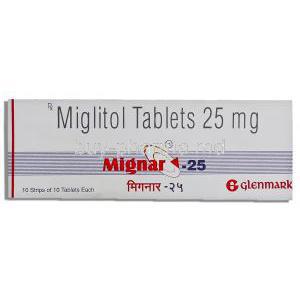 Mignar, Miglitol 25 Mg Tablet (Glenmark)