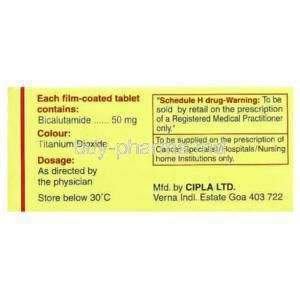 Calutide, Generic Casodex, Bicalutamide  50 mg Box information