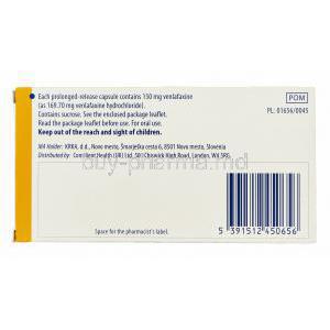 Alventa XL, Generic Effexor XR, Venlafaxine 150mg Prolonged Release Box Information