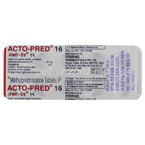 Acto-Pred, Methylprednisolone 16 mg Tablet Packaging information