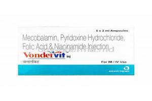 Vonder Vit Injection, Mecobalamin/ Pyridoxine Hydrochloride/ Folic Acid/ Niacinamide