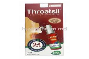 Throatsil Sore Throat Pain Relief Spray, Benzocaine/ Amylmetacresol/ Alcohol