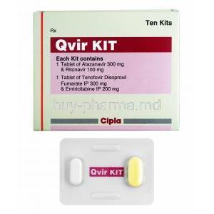 Qvir Kit, Atazanavir/ Ritonavir/ Tenofovir Disoproxil Fumarate/ Emtricitabine