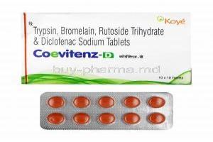 Coevitenz-D, Trypsin/ Bromelain/ Rutoside/ Diclofenac
