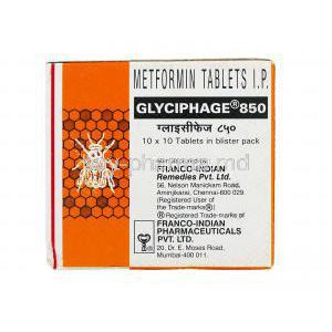 Glyciphage, Metformin 850 mg box