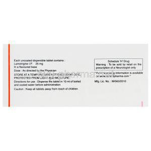 Lamitor DT-25, Lamotrigine Dispersible 25mg Box Information