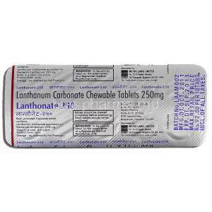 Lanthonate, Lanthanum Carbonate 250mg Strip Description