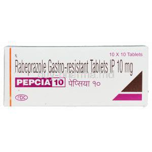 Pepcia 10, Generic Aciphex, Rabeprazole Sodium 10mg Box