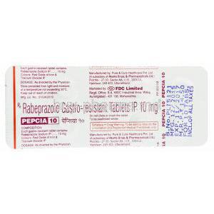Pepcia 10, Generic Aciphex, Rabeprazole Sodium 10mg Tablet Strip Information