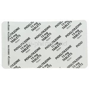 PIOGLITAZONE, Generic ACTOS, Pioglitazone 15mg Tablet Strip Back