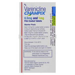 Champix, Varenicline Starter Pack (Pfizer)  Manufacturer info