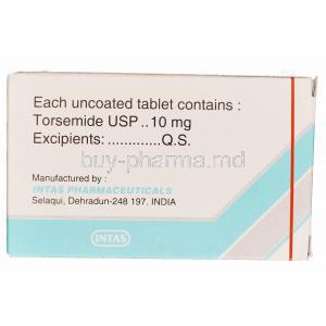 TOR-10, Generic Demadex, Torsemide 10mg Box Information