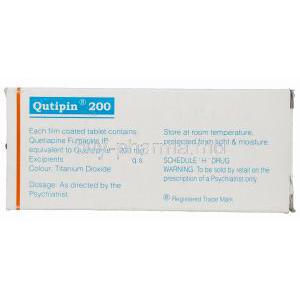 QUTIPIN 200, Generic Seroquel, Quetiapine 200mg Box Information