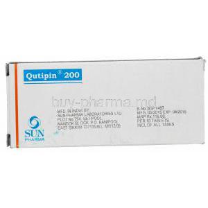 QUTIPIN 200, Generic Seroquel, Quetiapine 200mg Box Manufacturer Sun Pharma