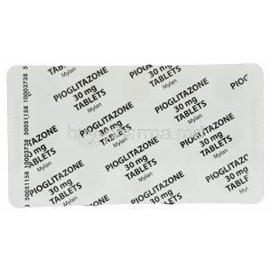 PIOGLITAZONE, Generic Actos, Pioglitazone 30mg Tablet Strip Back