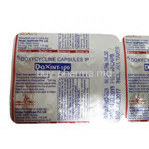 Doxint-100, Generic Vibramycin, Doxycycline 100mg Capsule Strip Information