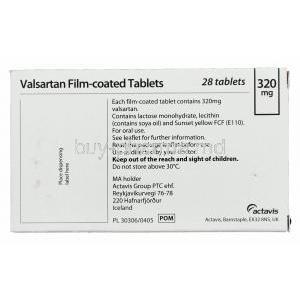 VALSARTAN, Generic Diovan, Valsartan 320mg Box Information