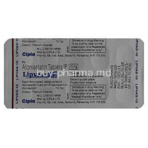 Lipvas, Atorvastatin 10mg Tablet (Cipla)