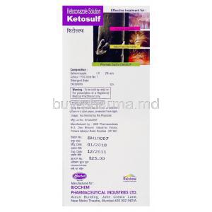 Ketosulf, Generic Nizoral, Ketoconazole Solution BioChem Box information