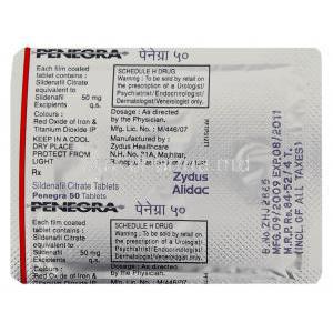 Penegra, Sildenafil 50 mg Packaging information