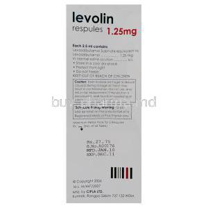 Levolin, Generic Xopenex Respules, Levosalbutamol Respules 1.25 mg Cipla Composition