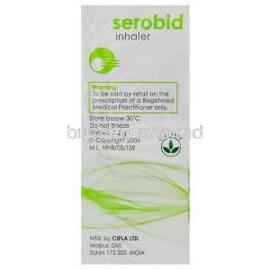 Serobid, Generic  Serevent,  Salmeterol Xinafoate 25 mcg Inhaler Cipla Manufacturer info