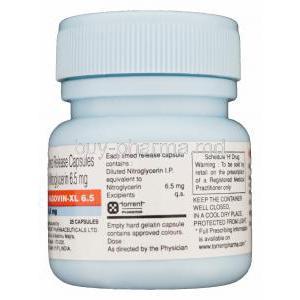 Vasovin-XL, Nitroglycerin 6.5mg Timed Release Capsules torrent pharma
