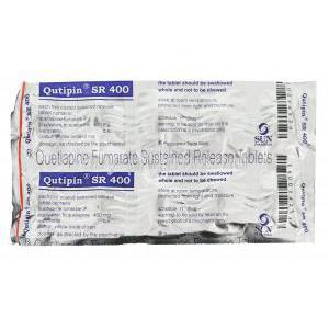 Qutipin SR, Generic Seroquel, Quetiapine  400mg Sun Pharma