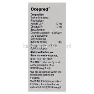 Ocepred, Prednisolone Acetate/ Ofloxacin  Eye Drops (Sun pharma) Composition