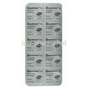 Rapamune, Sirolimus 1mg blister pack